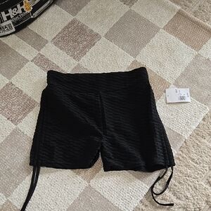 Black Scrunch Butt Textured Workout Shorts